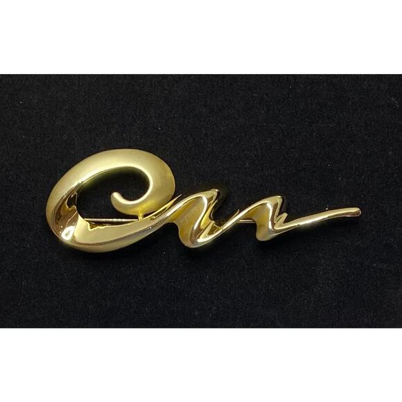 Vintage AJC Gold Tone Squiggle Brooch Pin Signed - Picture 5 of 10